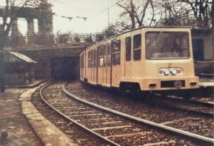 A prototype car on the surface at Városliget - this section of the line was closed in 1973