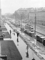 Fehérvári út with the tracks on both side of the road - later they were moved to the center of the street